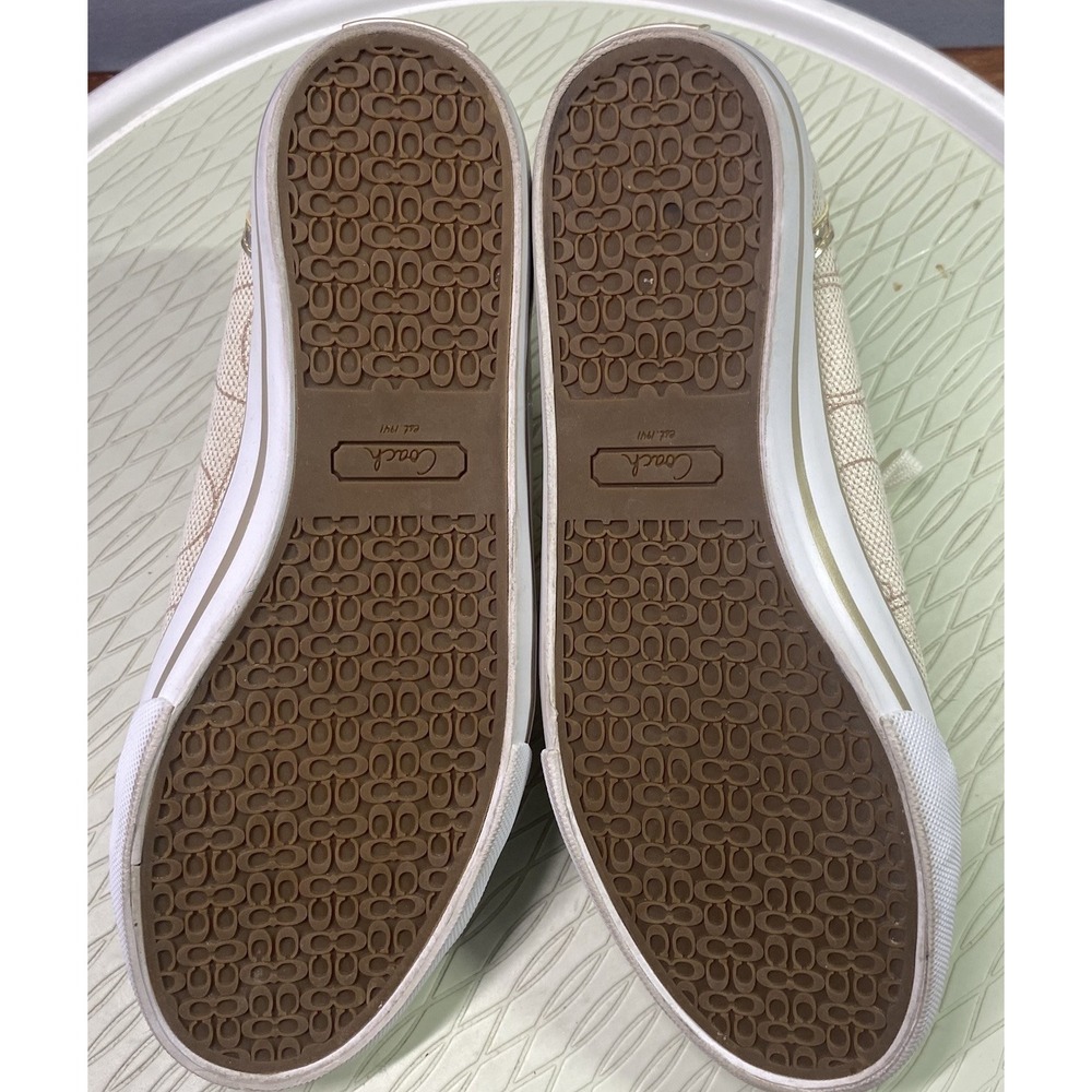 COACH💥NWB💥 Womens Dee Penelope Signature C Gold Lace Up Sneakers‎ Size 7M - Picture 11 of 11